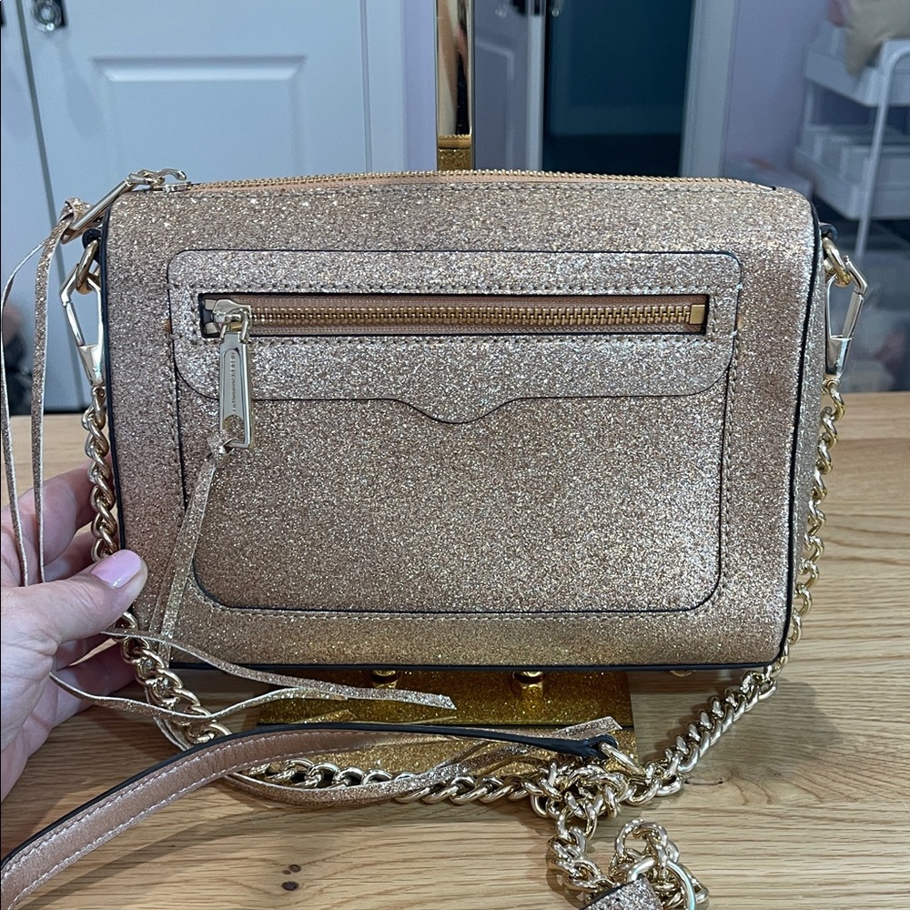 Rebecca Minkoff Gold Glitter Chain Shoulder Bag